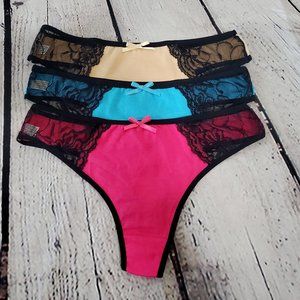 Bergamo Sexy Cotton and Lace Panties Set of 3